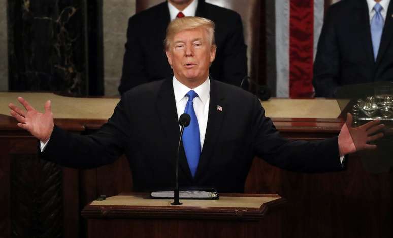 Presidente dos Estados Unidos, Donald Trump, durante discurso do Estado da União em Washington 30/01/2018 REUTERS/Leah Millis