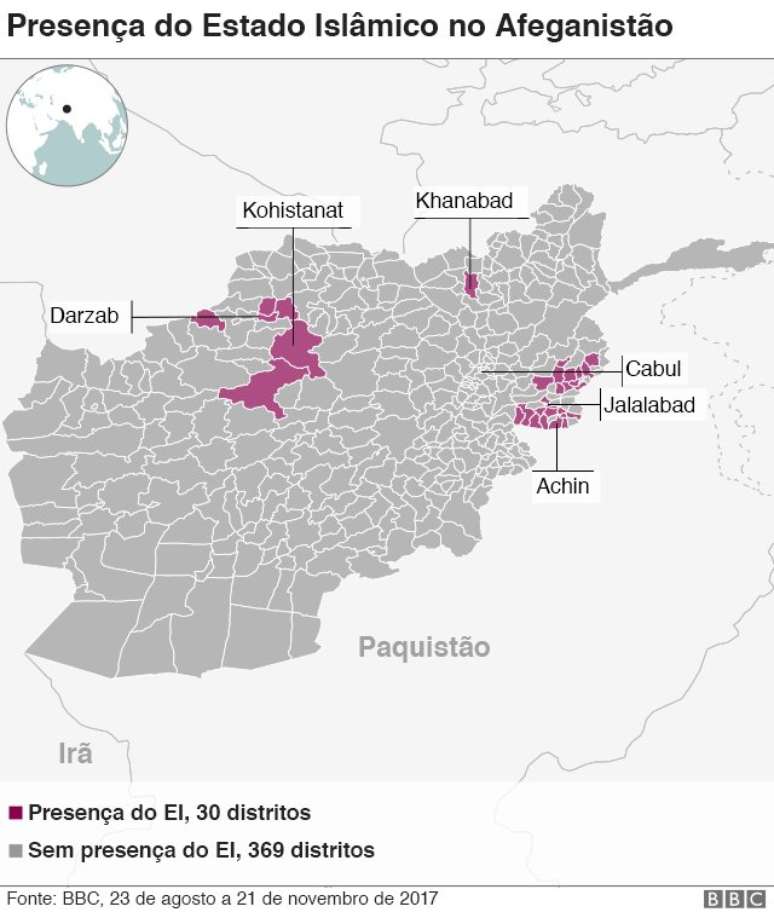 Mapa atua&ccedil;&atilde;o do EI no Afeganist&atilde;o