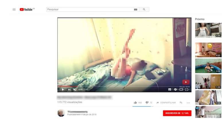 É por meio das sugestões da própria plataforma que é possível perceber tendências problemáticas - e até indícios de pedofilia | Foto: Reprodução/YouTube