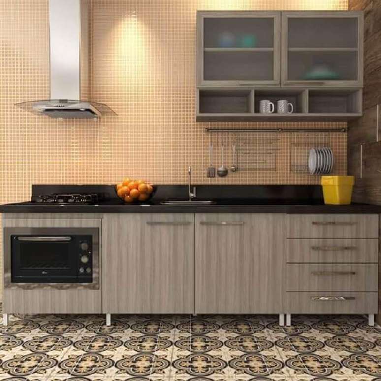 47. Decoração de cozinha modulada com pastilhas