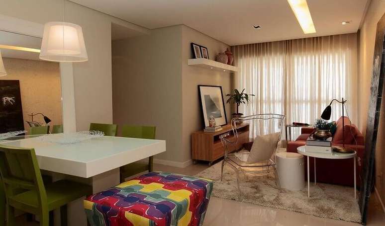 10. Ambientes integrados s&atilde;o muito utilizados na decora&ccedil;&atilde;o de casa pequena.