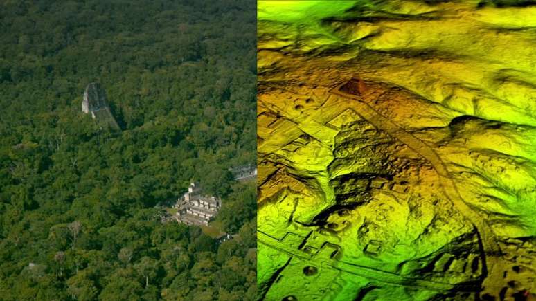 A cidade maia de Tikal estava rodeada de uma complexa rede de vias até então invisíveis| Foto: Wild Blue Media/Channel 4/National Geographic