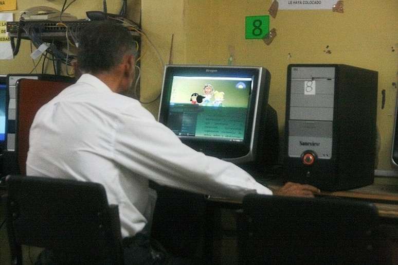 O computador favorito de Juan Carlos Sánchez Latorre em San Rafael, Venezuela. (Foto: Humberto Matheus)