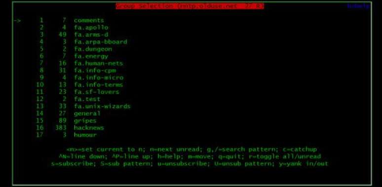 Menu de um grupo antigo da Usenet (Foto: Reprodução)