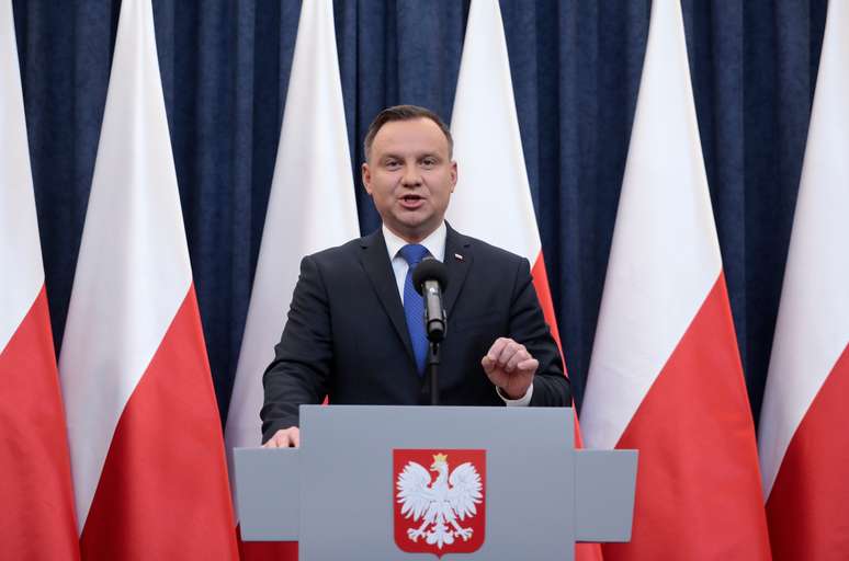 Presidente da Polônia, Andrzej Duda, durante pronunciamento no Palácio Presidencial em Varsóvia 06/02/2018 Agencja Gazeta/Dawid Zuchowicz via REUTERS