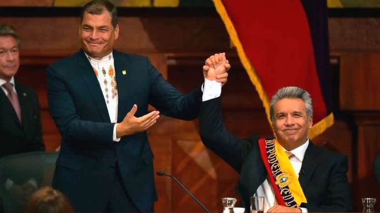 Uma vez aliados, Rafael Correa e Lenín Moreno agora são oponentes