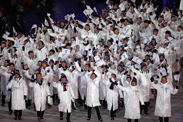 As duas Coreias juntas na cerimônia de abertura dos Jogos de Inverno