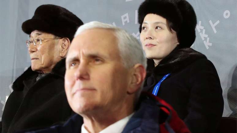 O vice-presidente americano, Mike Pence, foi colocado para sentar perto da irmã de Kim Jon-un, na cerimônia de abertura dos Jogos Olímpicos de Inverno, mas eles não dialogaram