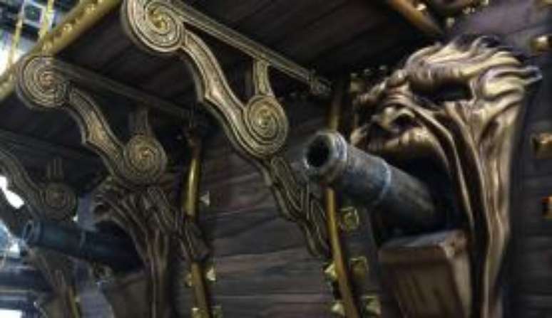 Detalhe do carro da Portela que representa a viagem dos judeus do Brasil para Nova Amsterd&atilde; &ndash; mais tarde chamada de Nova York &ndash;, nos Estados Unidos