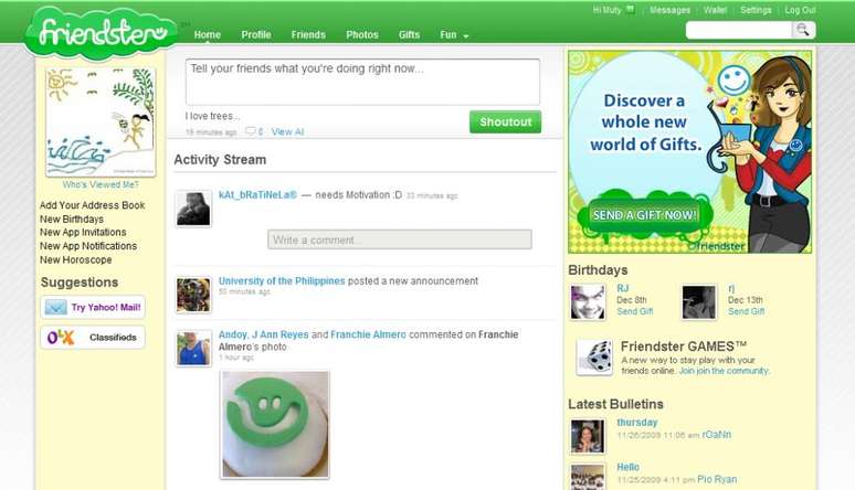 Friendster, um misto de Facebook com Twitter before it was cool (Imagem: Reprodução)