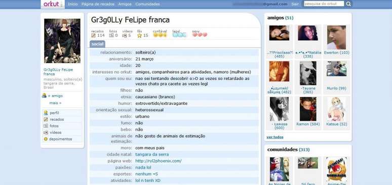 Este usuário do Orkut era mais ou menos legal e confiável, mas muito sexy segundo seus 15 fãs e 51 amigos (Imagem: Reprodução)