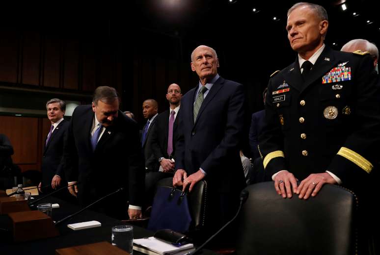 Líderes de segurança nacional dos EUA durante testemunho sobre ameças globais no Senado dos EUA