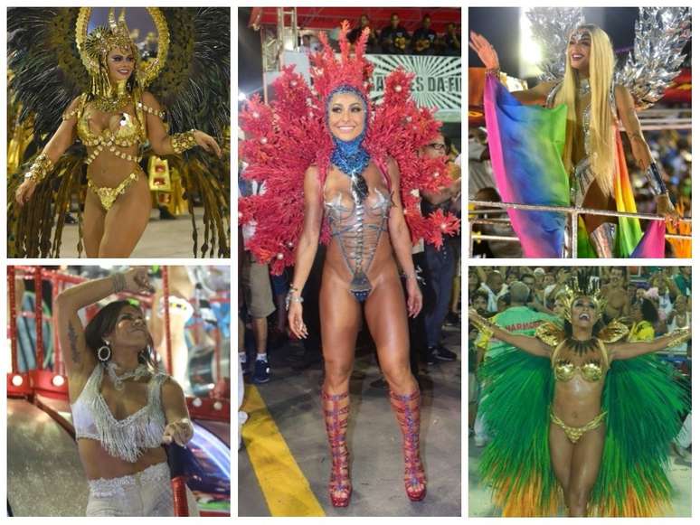 Famosas nos desfiles das escolas de samba (Fotos: AgNews)