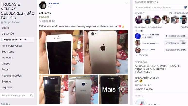 Mulher vende 14 celulares "semi-novos" em grupo fechado no Facebook após Carnaval | Foto: Reprodução