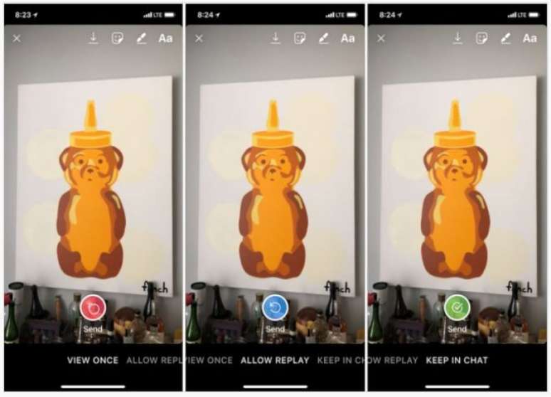 Novas opções controlam replay e permitem salvar imagens enviadas por mensagem no Instagram (Foto: Reprodução/TechCrunch)