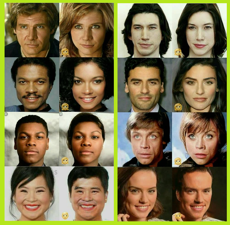 Aplicativo muda gênero de atores de Star Wars (Foto: Reprodução/Facebook)