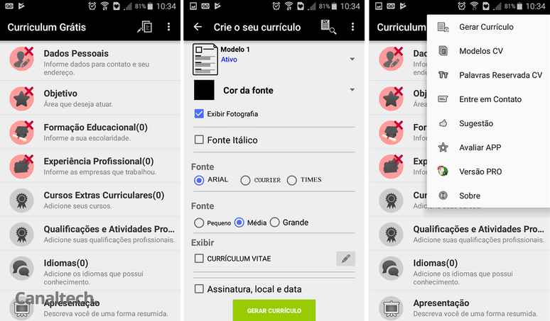 Prático e intuitivo, basta inserir os dados. (Captura de Tela: Ares Saturno)