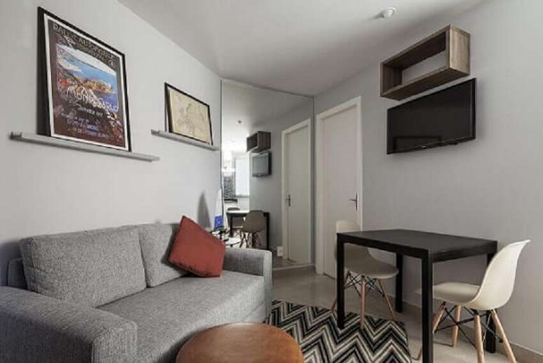 20. Manter a decora&ccedil;&atilde;o de apartamento pequeno minimalista ajuda a deixar o dia a dia mais pr&aacute;tico. Projeto de Decoradoria Decora&ccedil;&atilde;o Online