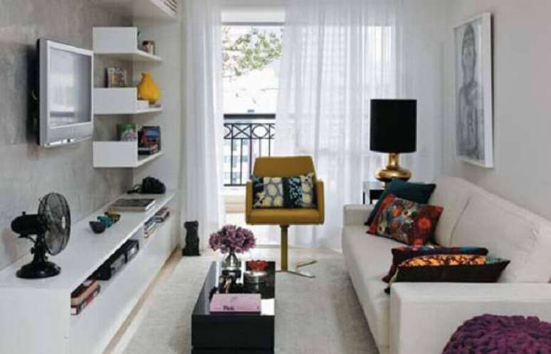 40. Decora&ccedil;&atilde;o de sala de apartamento pequeno