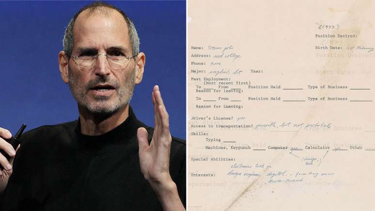 O documento de 1973 já mostrava o interesse de Steve Jobs por tecnologia | Foto: Getty/RR Auction