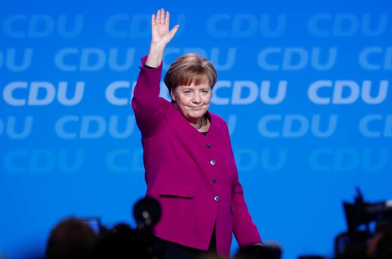 Chanceler alemã, Angela Merkel, durante congresso da União Democrata-Cristã (CDU), em Berlim 26/02/2018 REUTERS/Hannibal Hanschke