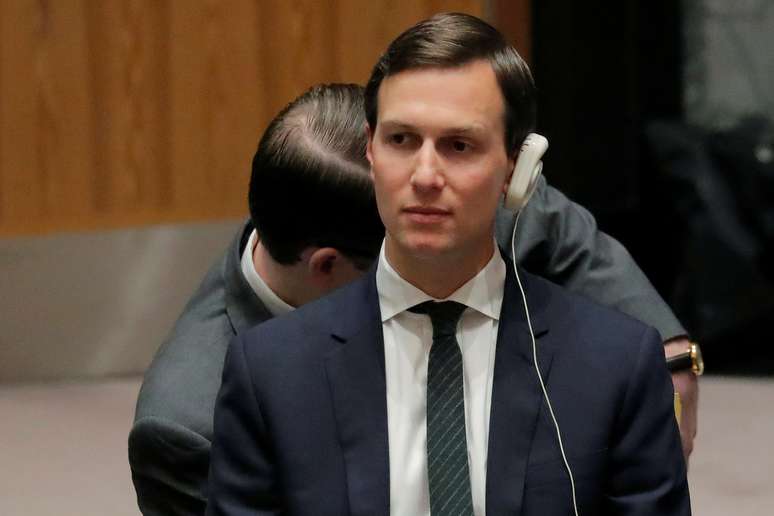 Conselheiro s&ecirc;nior da Casa Branca Jared Kushner durante reuni&atilde;o do Conselho de Seguran&ccedil;a da Organiza&ccedil;&atilde;o das Na&ccedil;&otilde;es Unidas
20/02/2018 REUTERS/Lucas Jackson