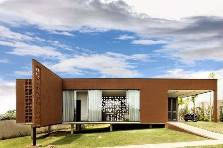 25. Aqui há cor, mas é inegável que seja uma frente de casa moderna. Projeto de 1 1 Arquitetura Design