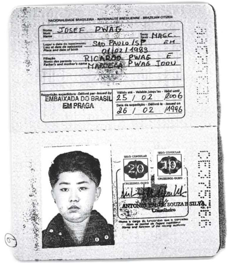 Cópia obtida pela Reuters de passaporte brasileiro com foto de Kim Jong-un