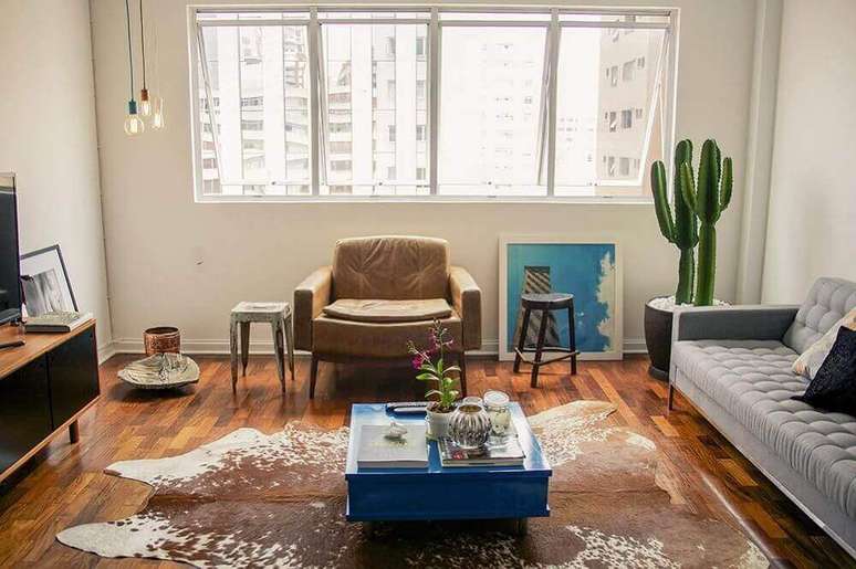 12. Para decora&ccedil;&atilde;o r&uacute;stica utilize vasos de plantas para sala com cactos.