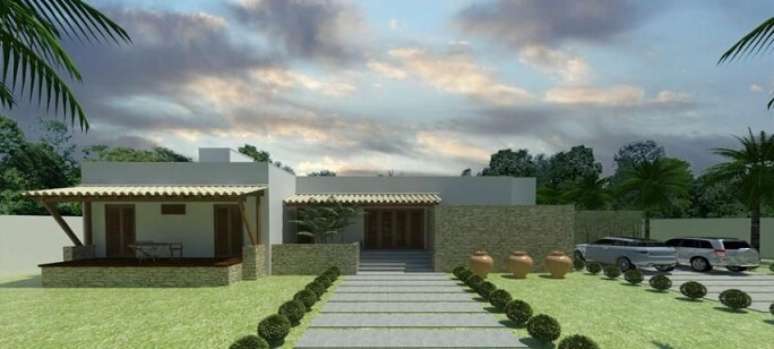 4. No projeto de Renato Teles Arquitetura, a varanda fica na frente da casa