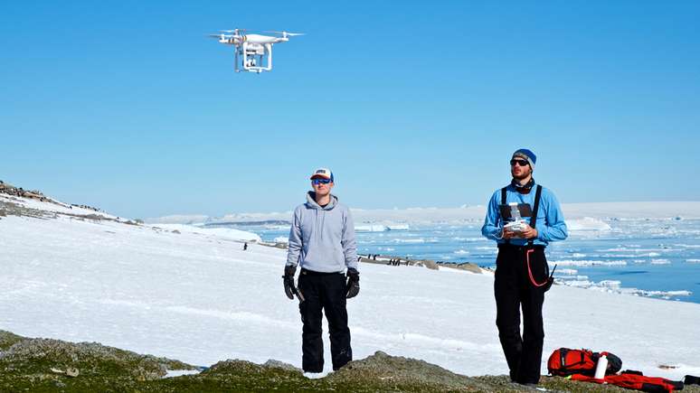 Os drones foram usados para identificar os ninhos de pinguins | Foto: C.Youngflesh/SBU