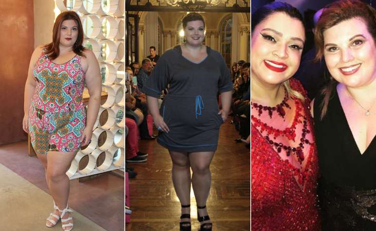 Andrea Boschim durante o editorial, em desfile plus size e com uma de suas referências na mídia, a cantora Preta Gil.