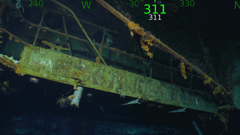 Os vestígios do porta-aviões Lexington, que foi afundado durante a Batalha do Mar de Coral, na 2ª Guerra | Foto: Paul Allen