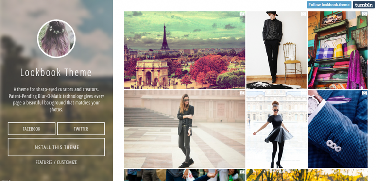 Um dos inúmeros temas disponíveis para instalar no Tumblr, este focando no público da moda (Imagem: Reprodução)