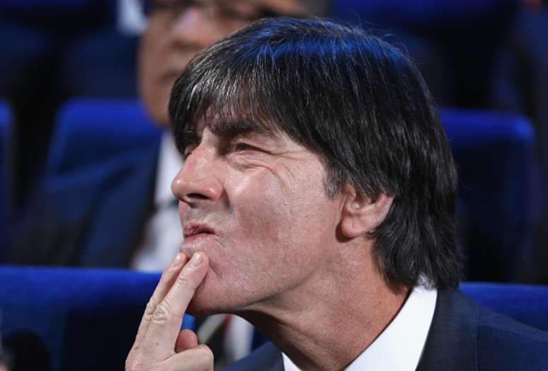 Joachim Loew, técnico da seleção da Alemanha, durante o sorteio dos grupos da Copa do Mundo na Rússia.