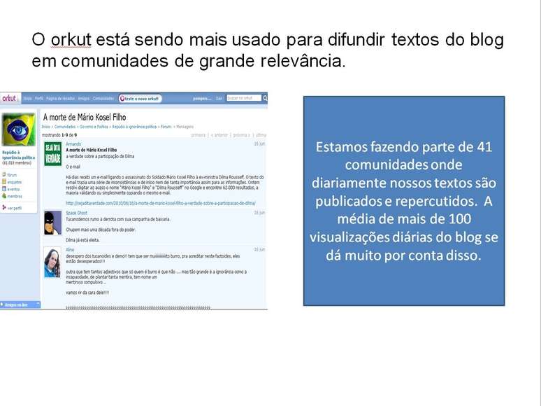 BBC Brasil teve acesso a apresentação de Powerpoint que mostrava evolução do trabalho com fakes pró-Dilma | Imagem: Reprodução