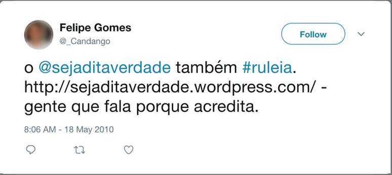 Perfis falsos foram usados para difundir conteúdo de blog "Seja Dita Verdade" | Imagem: Reprodução/Twitter