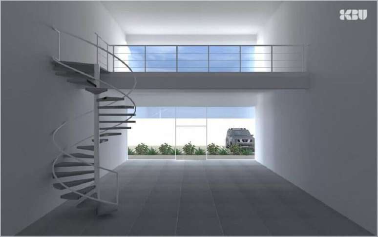 24. Decora&ccedil;&atilde;o com escada espiral simples