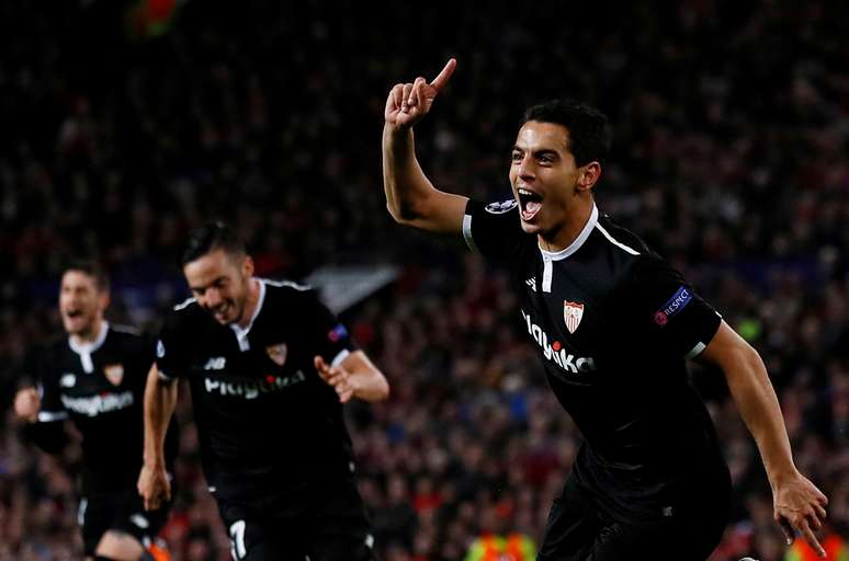 Ben Yedder comemora gol do Sevilla contra o Manchester United 
 13/3/2018      Action Images via Reuters/Jason Cairnduff