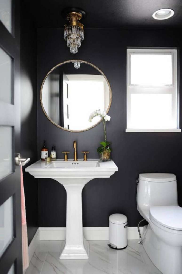 44. Inspiração delicada de banheiro preto e branco