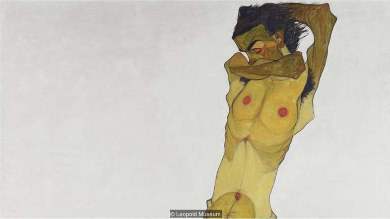 Representação gráfica e grotesca de Schiele de seu próprio corpo nu foi sem precedentes na história da arte | Foto: Leopold Museum