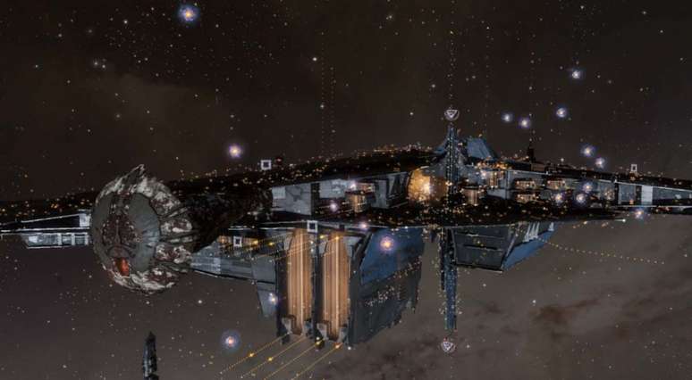Luzes enfeitam espaço de Eve Online em homenagem a Hawking (Foto: Captura)