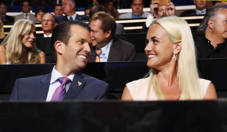 Donald Trump Jr. e sua esposa, Vanessa, durante evento em Cleveland, Ohio 19/07/2016 REUTERS/Jonathan Ernst