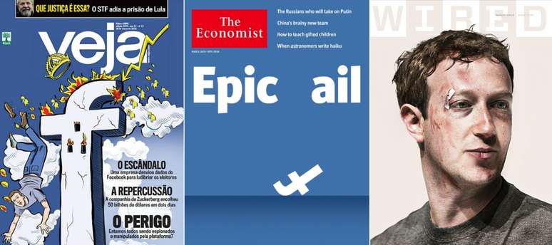 Capas de ‘Veja’, ‘Time’ e ‘Wired’: Mark Zuckerberg foi de gênio da comunicação digital a vilão da ciberespionagem