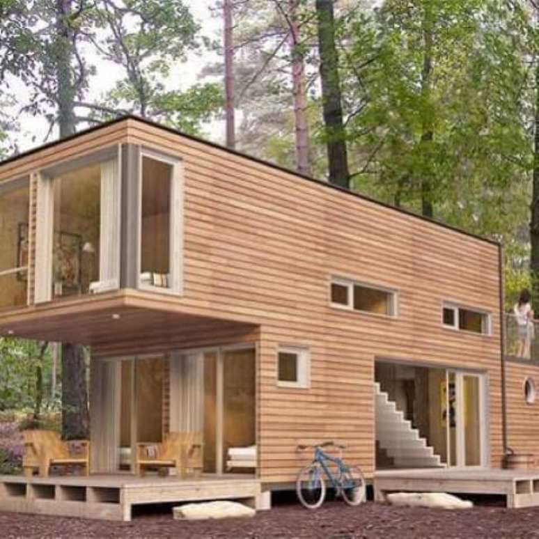 36. Casa container de madeira ecológica