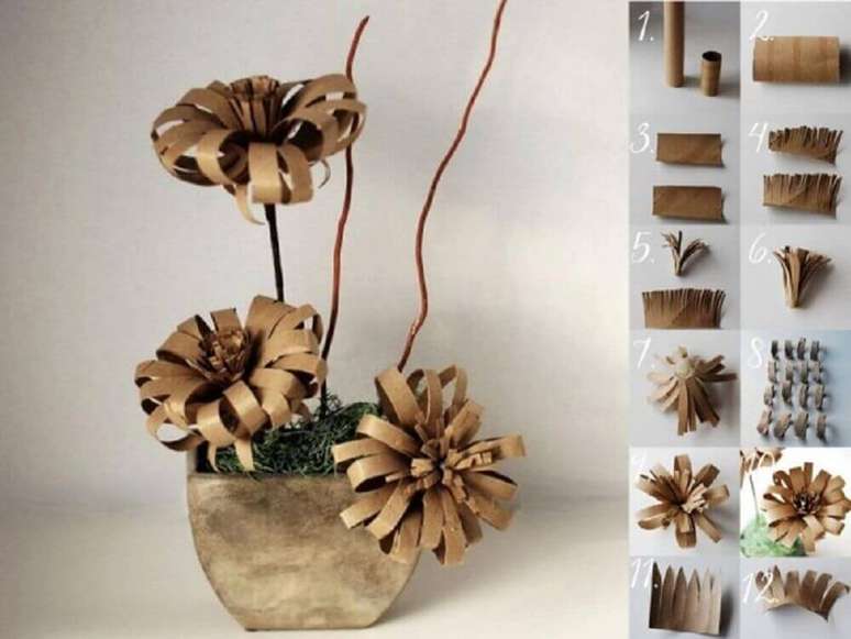15. Vaso de flor de rolo de papel higiênico