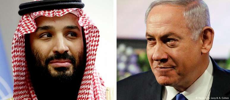 Príncipe herdeiro saudita, Mohammed bin Salman, e premiê de Israel, Benjamin Netanyahu: unidos contra o Irã