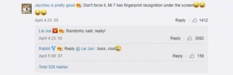 CEO respondeu comentário na rede social Chinesa (Foto: Captura)