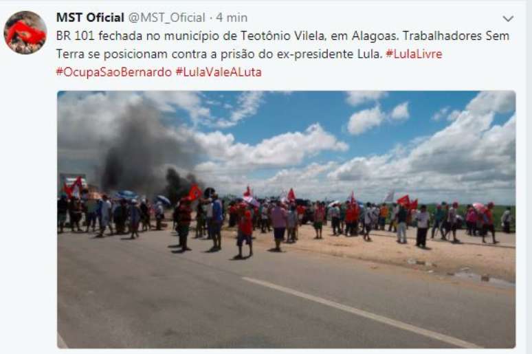 A Polícia Rodoviária Federal (PRF) já contabiliza 17 pontos de rodovias federais interditadas.