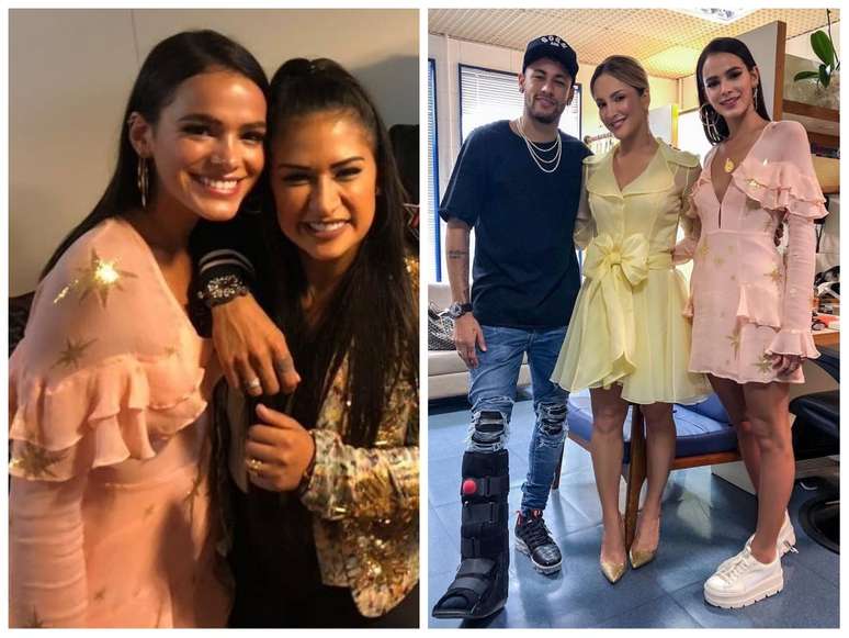 Bruna Marquezine e Neymar Jr. no "The Voice Kids" (Fotos: @simoneses/@claudialeitte/Instagram/Reprodução)